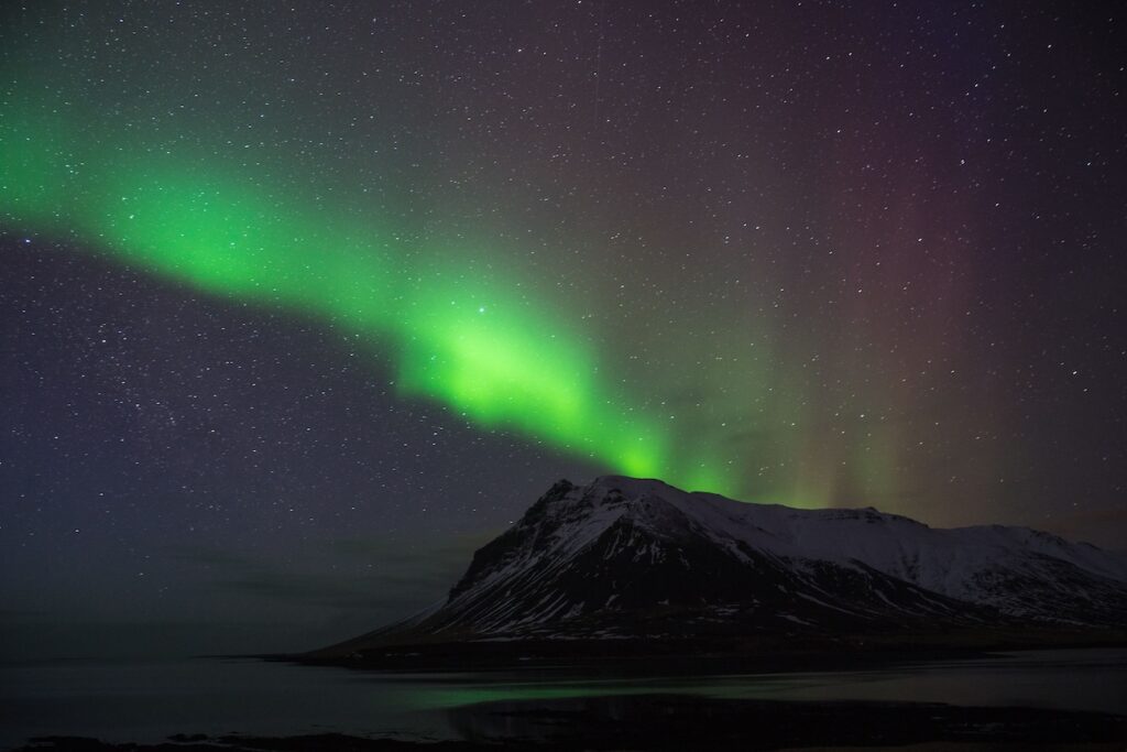 Northern lights over Lake Superior at Middle Beach in Pukaskwa National Park