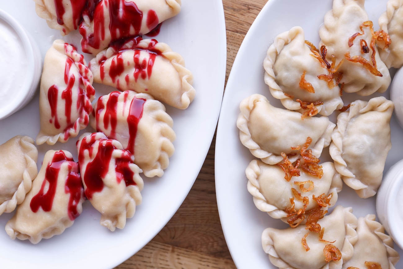 Fresh pierogi being served at the Roncesvalles Polish Festival