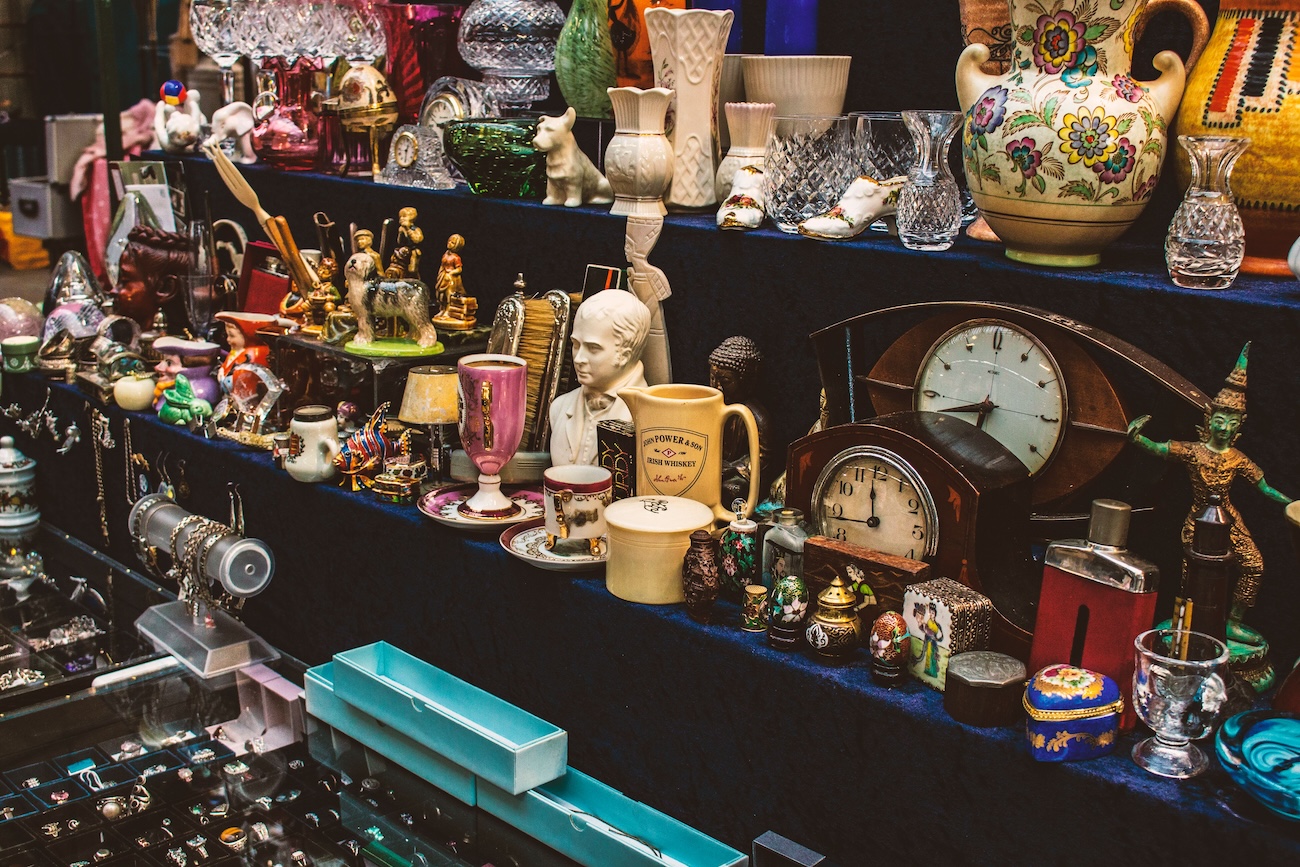 Rows of antique furniture and vintage finds at Aberfoyle Antique Market near Guelph