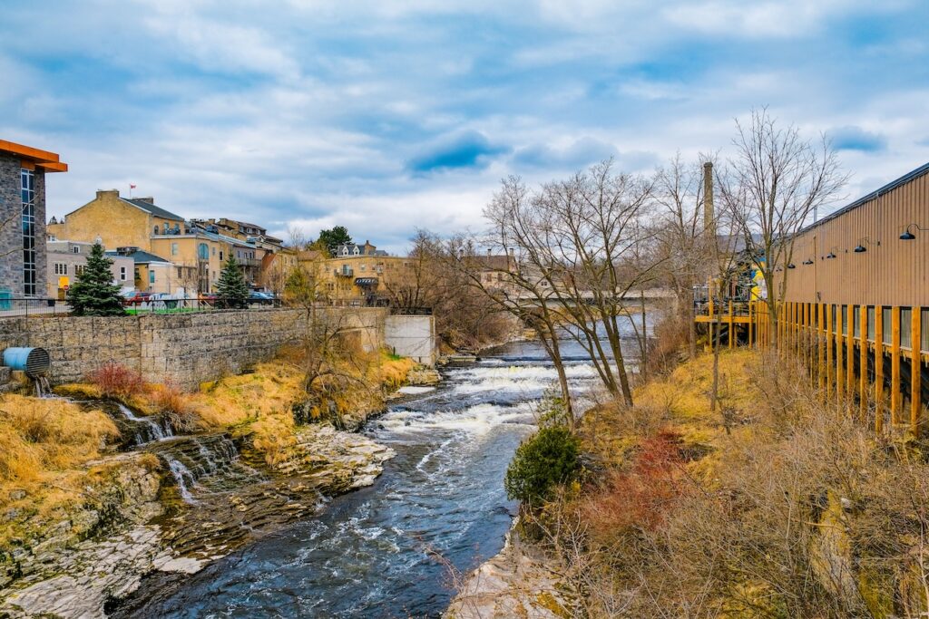 Best restaurants in Fergus Ontario 2026 – downtown street and Grand River view