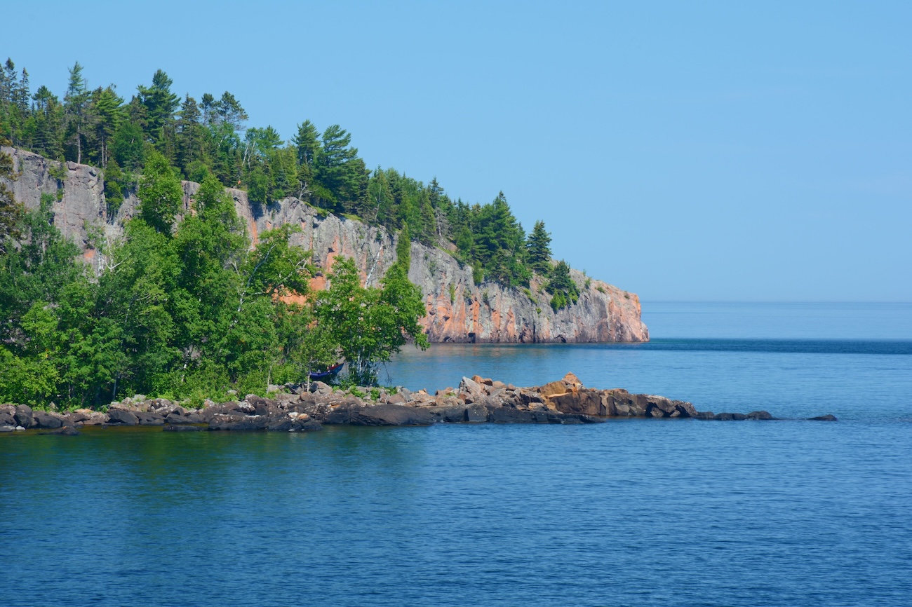 Scenic Lake Superior shoreline views on the drive from Sault Ste Marie to Thunder Bay