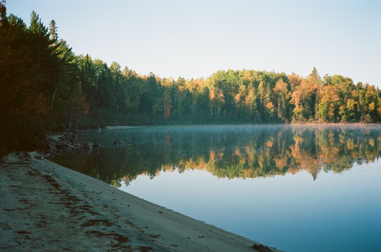 Sandy beach and clear water at Silver Lake Provincial Park near Maberly Ontario
